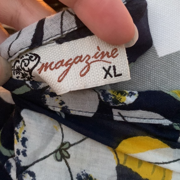 Modcloth Navy & Yellow 100% Cotton Flowy Tunic Shirt XL - Picture 5 of 6